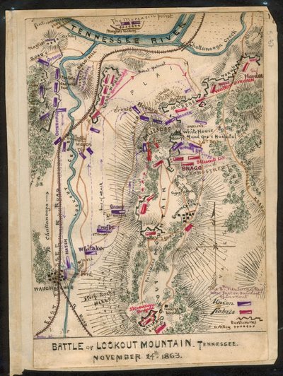 Battaglia di Lookout Mountain, Tennessee 24 novembre 1863. LOC gvhs01.vhs00173 da Robert Knox Sneden