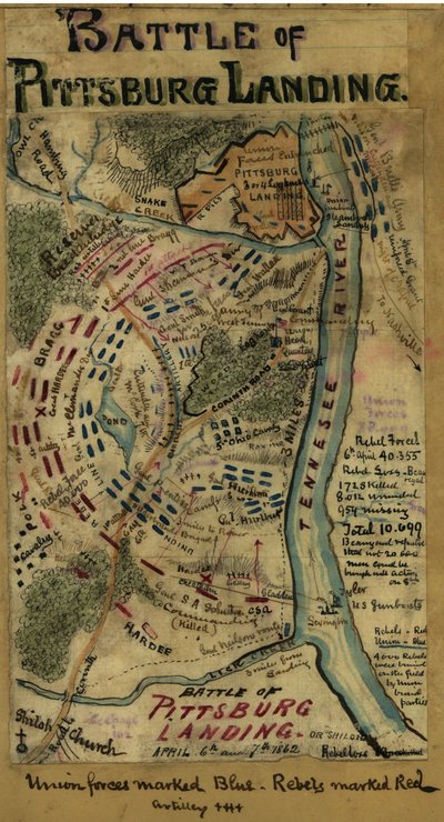 Battaglia di Pittsburg Landing o Shiloh 6 e 7 aprile 1862. LOC gvhs01.vhs00314 da Robert Knox Sneden