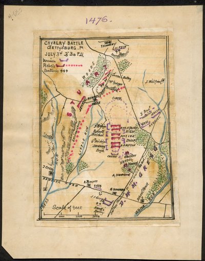 Battaglia di cavalleria, Gettysburg, Pa. 3 luglio ore 15-30 LOC gvhs01.vhs00150 da Robert Knox Sneden