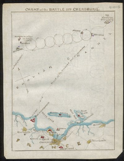 Carta della battaglia al largo di Cherbourg. LOC gvhs01.vhs00168 da Robert Knox Sneden