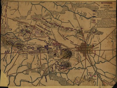 Gettysburg terzo giorno. Posizione delle truppe da Robert Knox Sneden