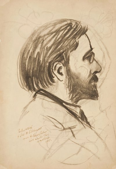 Schizzo di ritratto di Louis M. Eilshemius da Robert Lindner