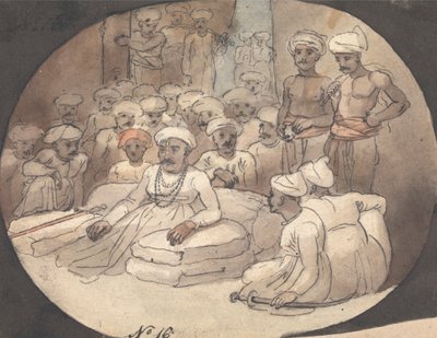 Schizzo di Mahaji Sindia nella sua tenda da Robert Mabon