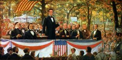 Abraham Lincoln e Stephen A. Douglas che dibattono a Charleston, Illinois il 18 settembre 1858, 1918 da Robert Marshall Root