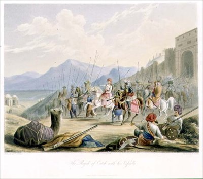 Il Rajah di Cutch, Desal II (1819-60) con i suoi vassalli, dal Volume I di 