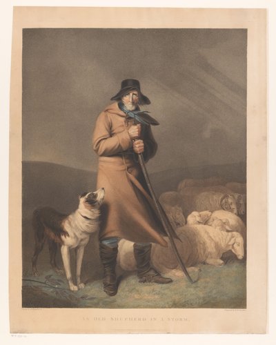 Pastore con il suo cane e pecore da Robert Mitchell Meadows