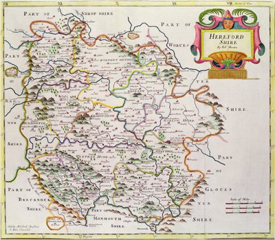 Mappa di Herefordshire, 1695 da Robert Morden