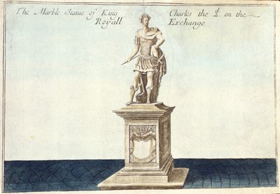 Statua in marmo di Re Carlo II (1630-85) sulla Royal Exchange, da 