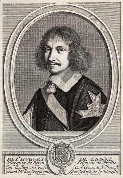 Hugues de Lionne (1611 - 1671), Marchese di Fresnes, Signore di Berny, fu un diplomatico e ministro di stato sotto Luigi XIV. Incisione di Robert Nanteuil. Collezione privata da Robert Nanteuil