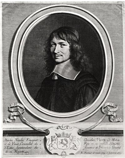 Ritratto di Nicolas Fouquet (1615-80) 1662 (incisione) (foto b/n) da Robert Nanteuil