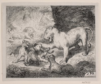 Cuccioli di leone. Illustrazione per "Billedbog for Store og Smaa" di Chr. Winther da Robert Neergaard