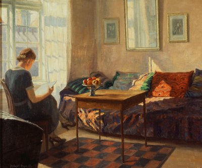 Una donna che legge alla finestra da Robert Panitzsch