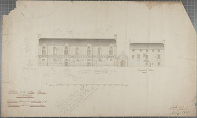 Disegno architettonico della Biblioteca Universitaria, 1827 da Robert Payton Reid