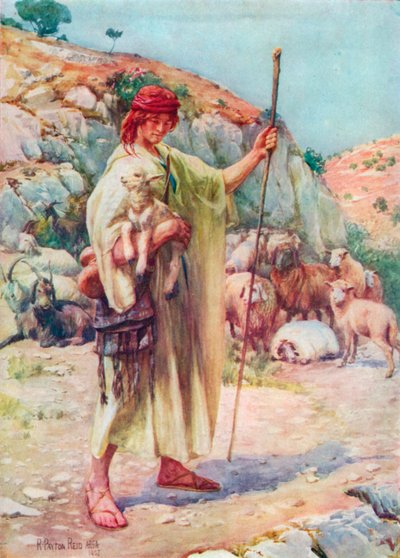 Davide il pastore (litografia a colori) da Robert Payton Reid
