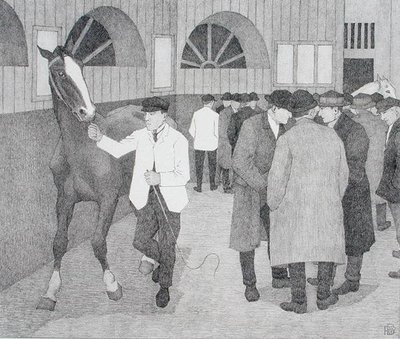 Mercanti di cavalli al Barbican (Barbican No.2) 1921 da Robert Polhill Bevan
