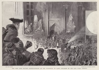 Il nuovo intrattenimento del Lord Mayor alla Guildhall per 2000 bambini delle scuole del quartiere della City di Londra da Robert Ponsonby (after) Staples