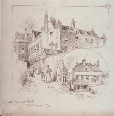 Vista posteriore del vecchio Blakeney Head Inn, Bartholomew Close, Londra, c.1900 da Robert Randoll