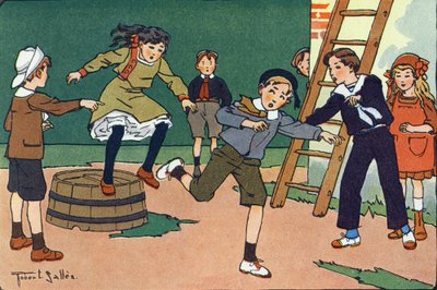 La madre con le marmellate. Incisione in "A cosa giochiamo?" di E. Weber con disegni ad acquerello di Robert Salles (1871-1929). Librairie Garnier Freres, Parigi. da Robert Salles