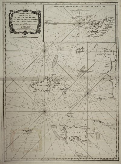 Carta generale delle isole di Guernsey e Jersey, Sark, Herm, Jethou e Alderney, con Cape la Hague e i Caskets da Robert Sayer