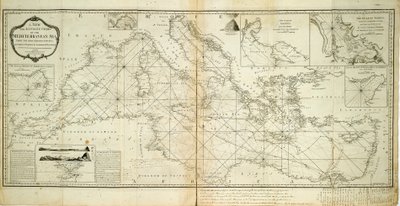 Carta nuova e accurata del Mar Mediterraneo dai sondaggi più recenti, accertata e regolata da osservazioni astronomiche da Robert Sayer