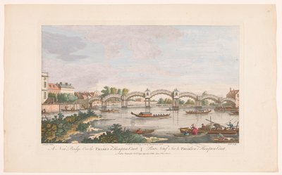 Vista sul ponte di Hampton Court sul fiume Tamigi tra Hampton e East Molesey da Robert Sayer
