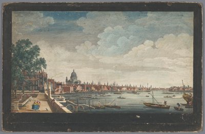 Veduta del ponte di Londra sul fiume Tamigi a Londra, vista dal giardino di Somerset House Londra (titolo della serie) da Robert Sayer