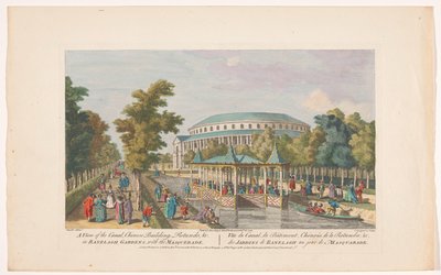 Veduta della Rotonda e del padiglione cinese sul canale nei giardini di Ranelagh a Londra con un ballo in maschera da Robert Sayer
