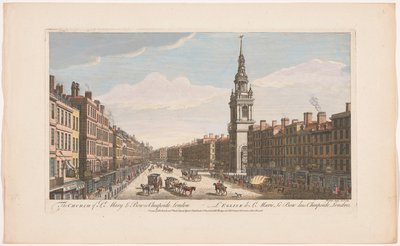 Vista della chiesa di Saint Mary-le-Bow sulla strada Cheapside a Londra da Robert Sayer