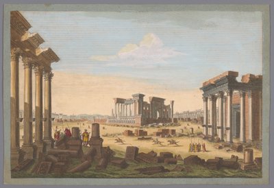 Veduta delle rovine dei monumenti a Palmira vista dal lato nord-ovest da Robert Sayer