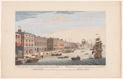 Veduta della Dogana sul fiume Tamigi a Londra A view of the Custom House with part of The Tower, taken from ye river. Thames London (titolo sull