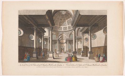Vista interna della chiesa di San Stefano Walbrook a Londra da Robert Sayer