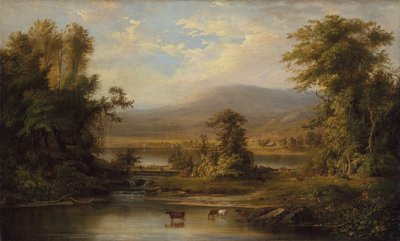 Paesaggio con Mucche che si Abbeverano in un Ruscello da Robert Seldon Duncanson