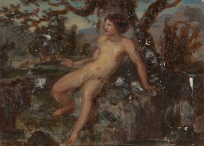 Studio di figura di una donna nuda in un paesaggio boschivo da Robert Smirke
