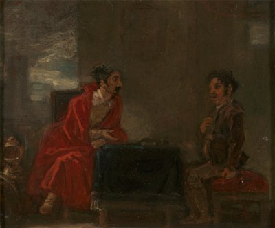 Illustrazione per Don Chisciotte, Due Figure a un Tavolo da Robert Smirke