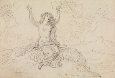 Studio di una Donna Semi-Nuda, Seduta, con le Braccia Sollevate Sopra la Testa da Robert Smirke