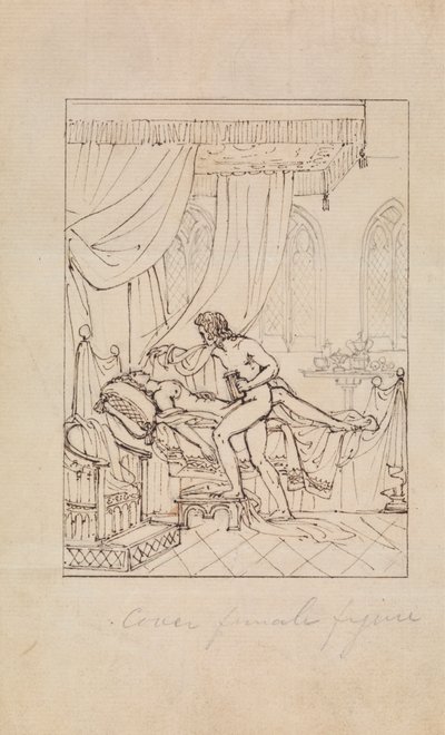 Studio di una Donna che Dorme nella Sua Camera e un Uomo in Piedi Accanto al Suo Letto da Robert Smirke