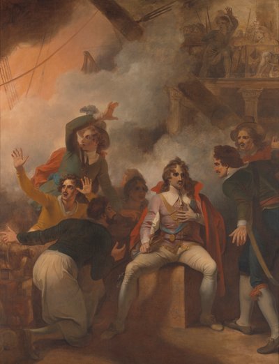 Il conte di Sandwich rifiuta di abbandonare la sua nave durante la battaglia di Solebay da Robert Smirke