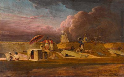 Il Canale Jumna vicino a Meerut con soldati e fortificazioni da Robert Smith