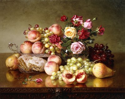 Natura morta di frutta con rose e favo di miele, 1904 da Robert Spear Dunning