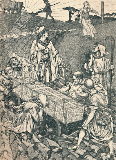 La leggenda di San Cuthbert, disegno a penna da Robert Spencer