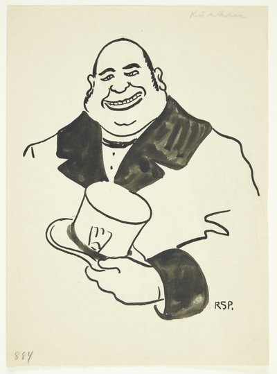 Ritratto di un uomo con un cappello alto in una mano da Robert Storm Petersen