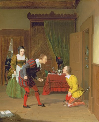Dottor Caius, Simple e Dame Quickly, scena da Le allegre comari di Windsor, 1830 da Robert Walter Weir