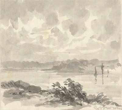 Paesaggio - Vista di un lago e colline da Robert Walter Weir