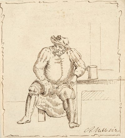 Schizzo di uomo seduto con boccale, forse Falstaff da Robert Walter Weir