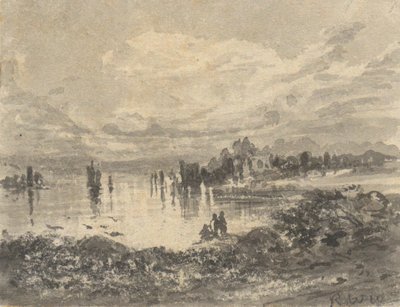 Veduta di lago e montagne con figure da Robert Walter Weir