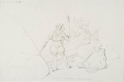 Ilmarinen takoo sampoa ; Originaalipiirustus piirrossarjaan "Kalewala, poema nazionale finlandese, presentato in disegni R.W.Ekman". da Robert Wilhelm Ekman