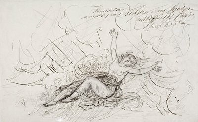 Ilmatar grida per Ukko, schizzo per una serie di disegni a tema Kalevala da Robert Wilhelm Ekman