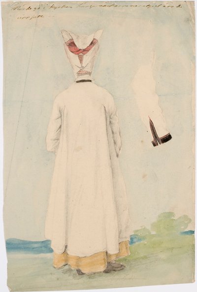 Donna in costume nazionale di spalle da Robert Wilhelm Ekman