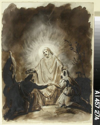 Cristo benedice due persone inginocchiate da Robert Wilhelm Ekman