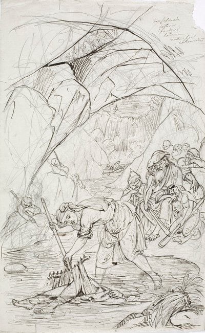 La madre del lemming di Tuonela, schizzo per una serie di cartoni animati a tema Kalevala da Robert Wilhelm Ekman